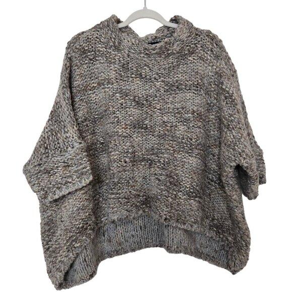 Zara Knit Oversized Chunky Knit Pullover Sweater gray/tan size M - Picture 1 of 9